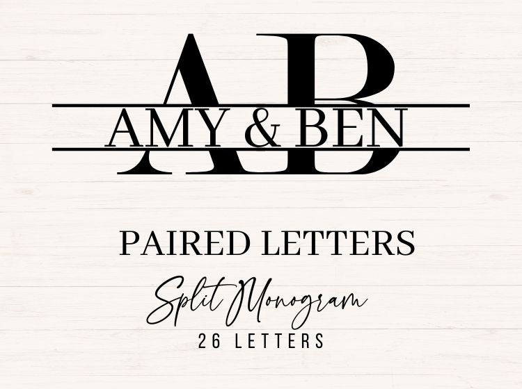 Split Monogram - A-Z 26 Pairs of Letters
