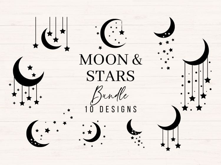 Moon and Stars svg, png, dxf