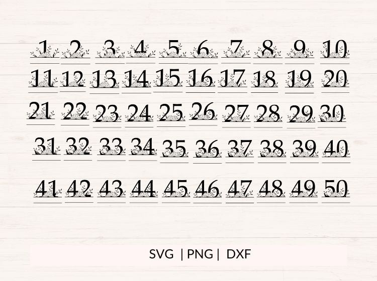 Sunflowers Split Numbers svg, png, dxf, 1-100 numbers