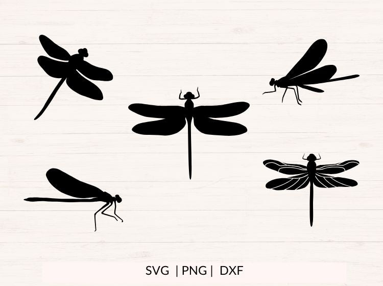 Dragonfly SVG PNG DXF Bundle – Insect Silhouette Cut Files