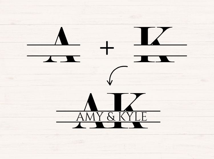 Split Monogram - A-Z 26 Pairs of Letters