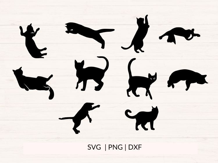 Black Cat Silhouette SVG Bundle – 20 Designs