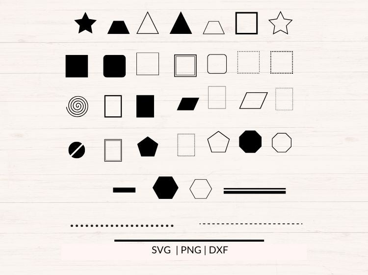 Basic Shapes SVG Bundle - 70 Vector Files for Crafts & Prints