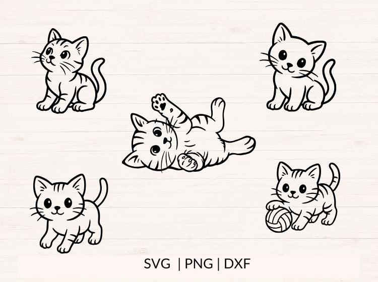 Kittens SVG Bundle | 10 Cute Cat Designs
