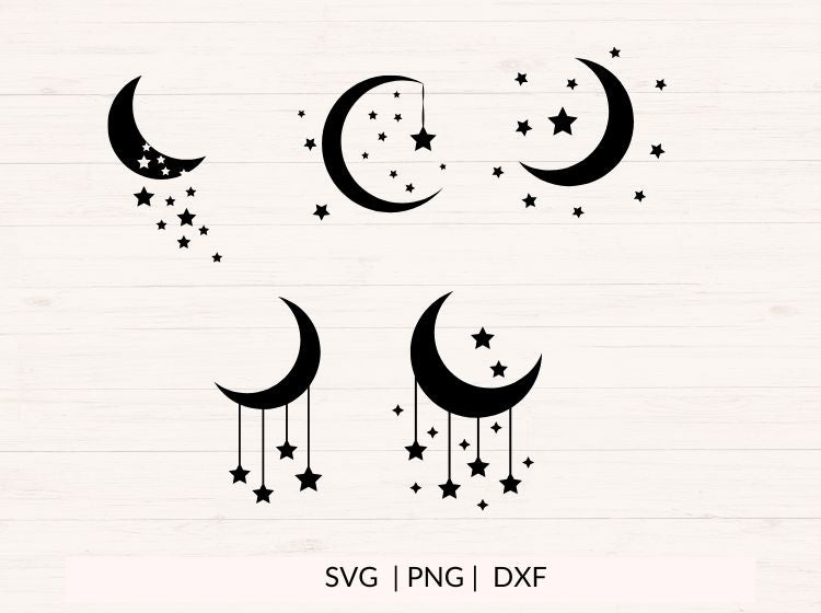 Moon and Stars svg, png, dxf