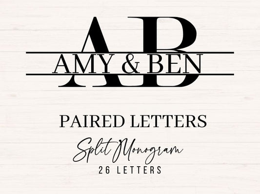 Split Monogram - A-Z 26 Pairs of Letters