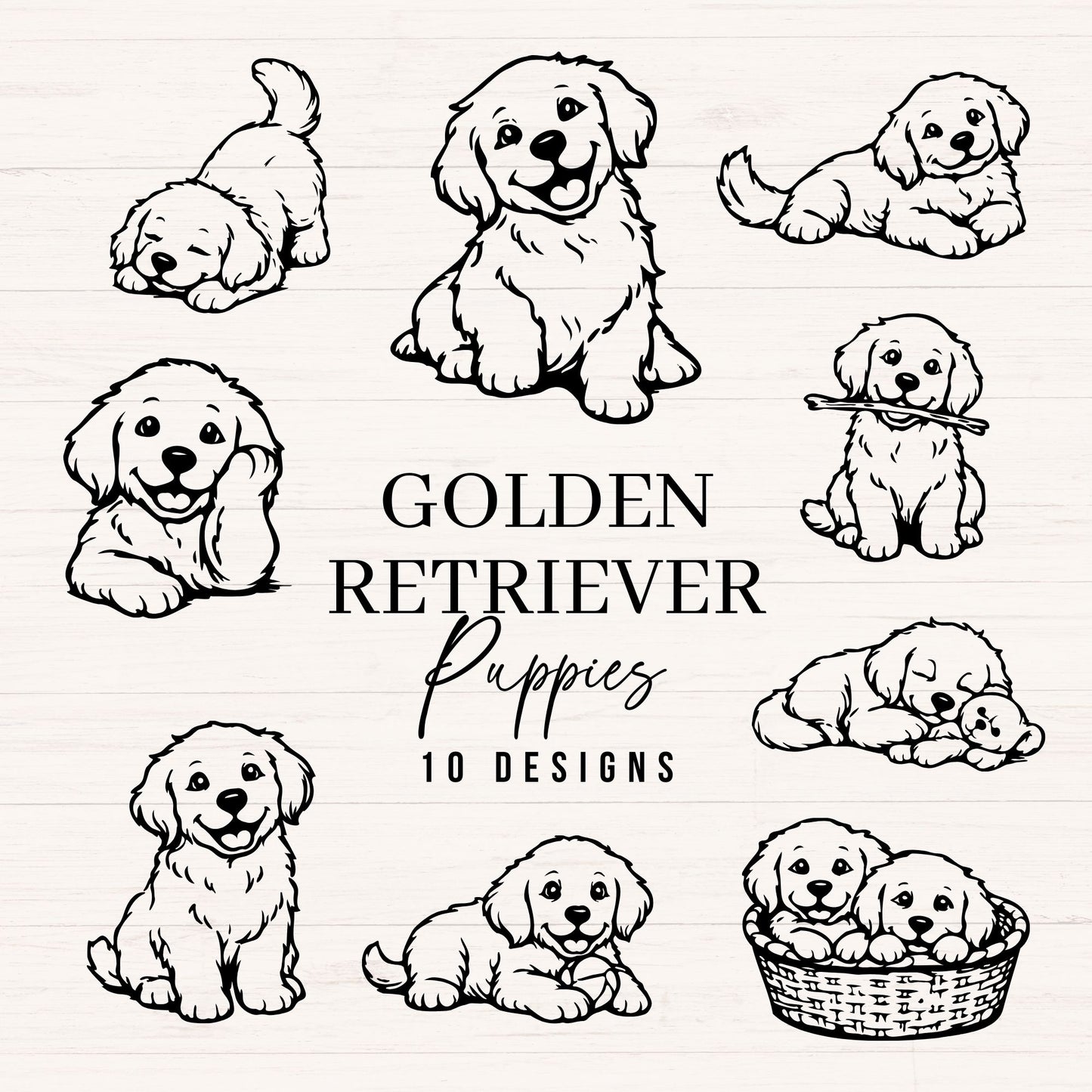 Golden Retriever Puppies SVG Bundle