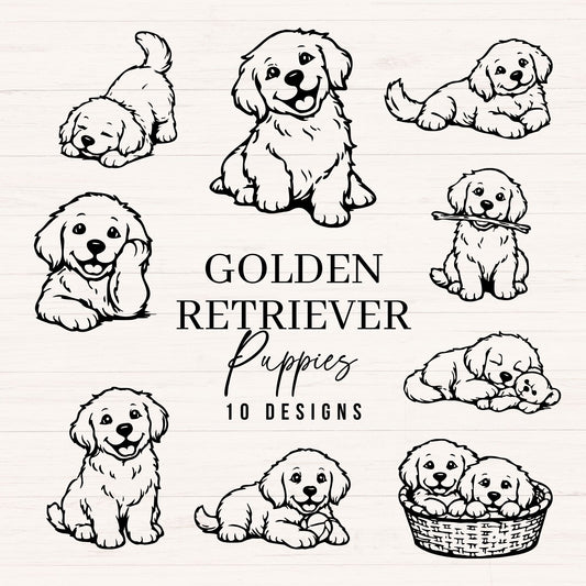 Golden Retriever Puppies SVG Bundle