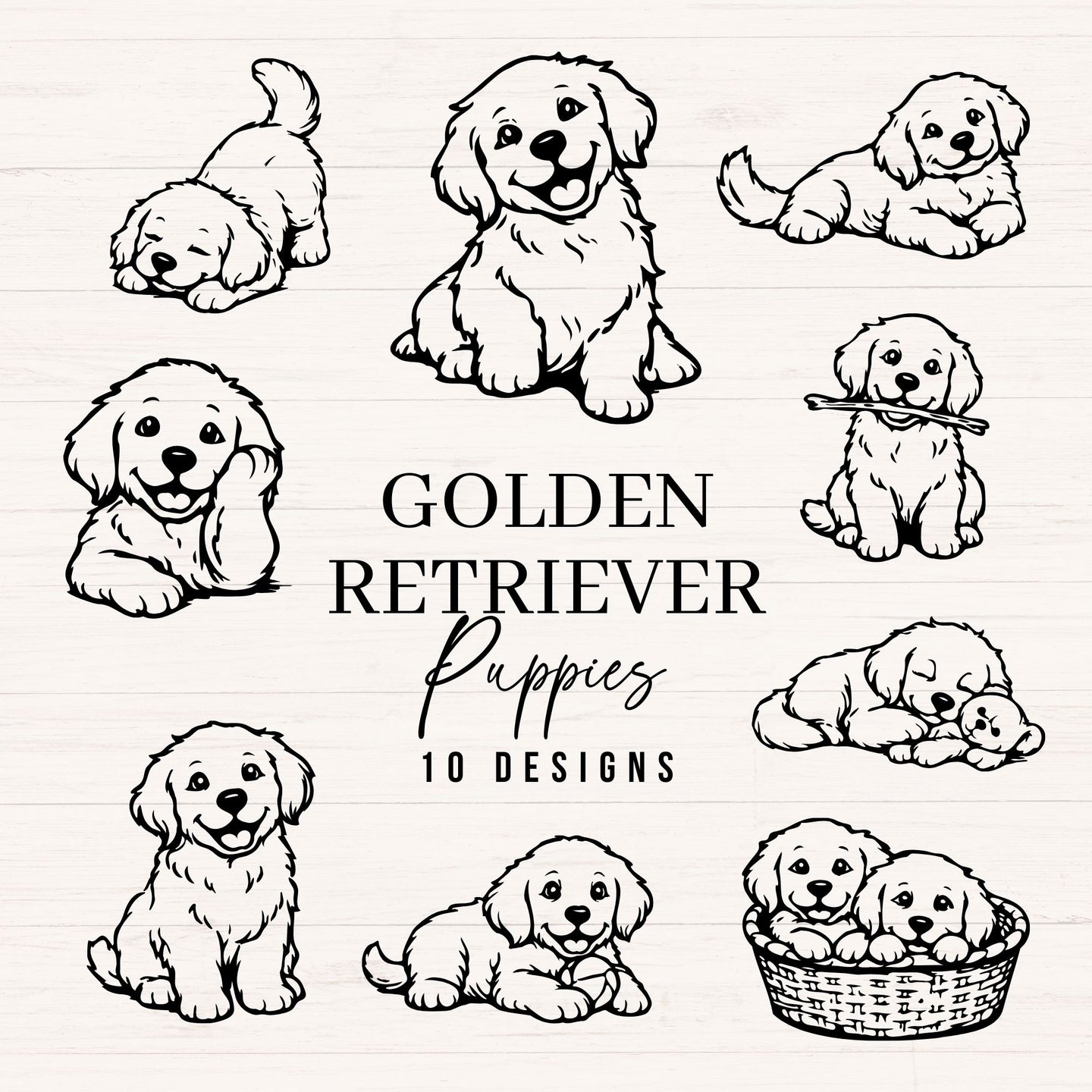 Golden Retriever Puppies SVG Bundle