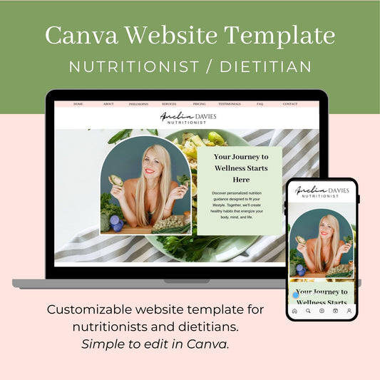 Canva Website Template for Nutritionists and Dietitians