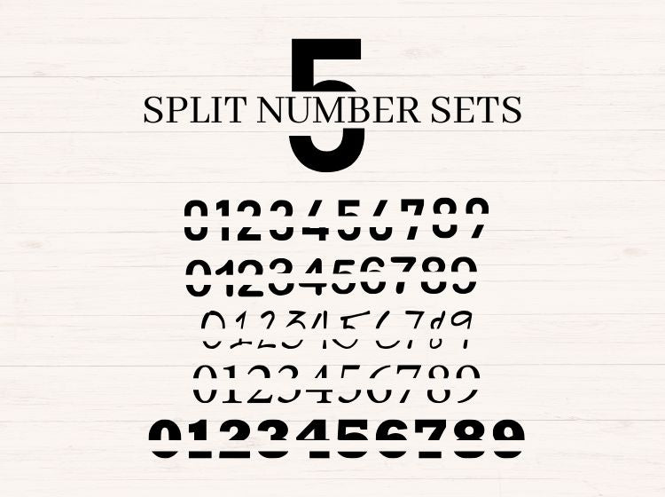 Split Numbers svg, png, dxf, 5 sets