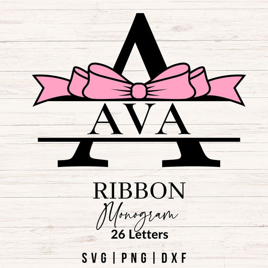 Coquette Ribbon Monogram SVG Bundle (A–Z)