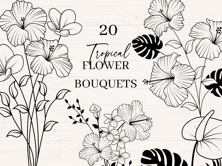 Tropical Flowers svg Bundle