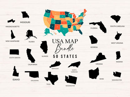 US States SVG Bundle - Map Cut Files