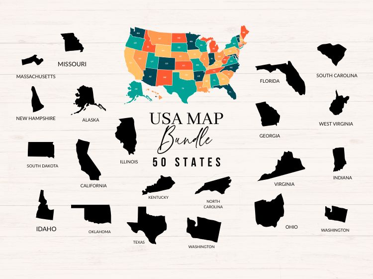 US States SVG Bundle - Map Cut Files