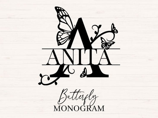 Butterfly Split Monogram - 26 Letters (A-Z)