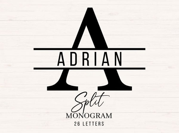 Split Monogram - A-Z 26 Letters for Unisex Designs