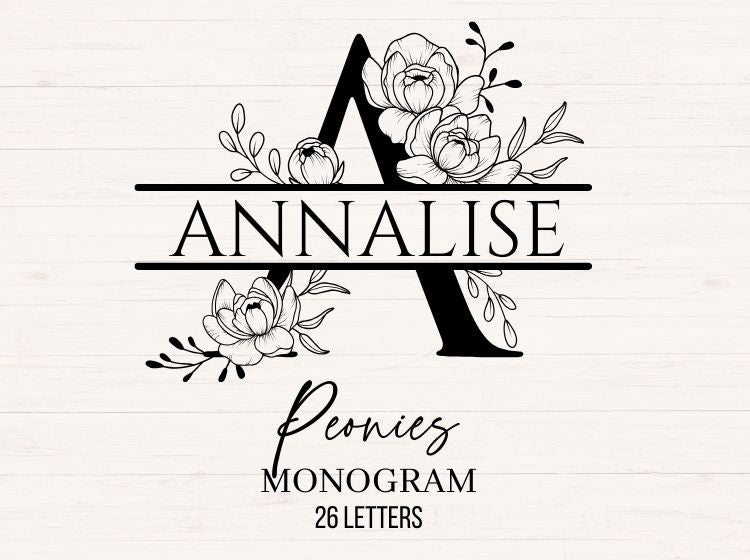 Peonies Monogram - 26 Letters (A-Z)