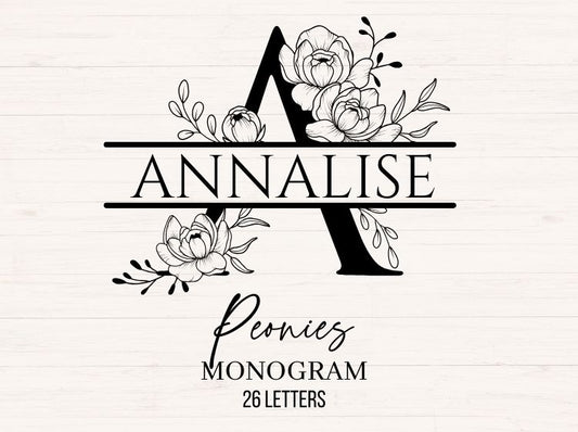 Peonies Monogram - 26 Letters (A-Z)