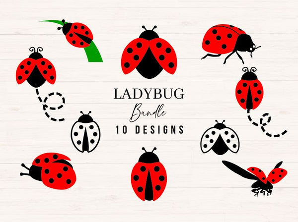 Ladybug SVG PNG DXF Bundle – Insect Clipart & Bug Cut Files