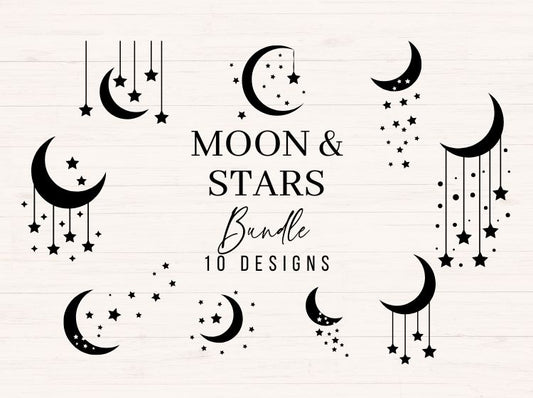 Moon and Stars svg, png, dxf