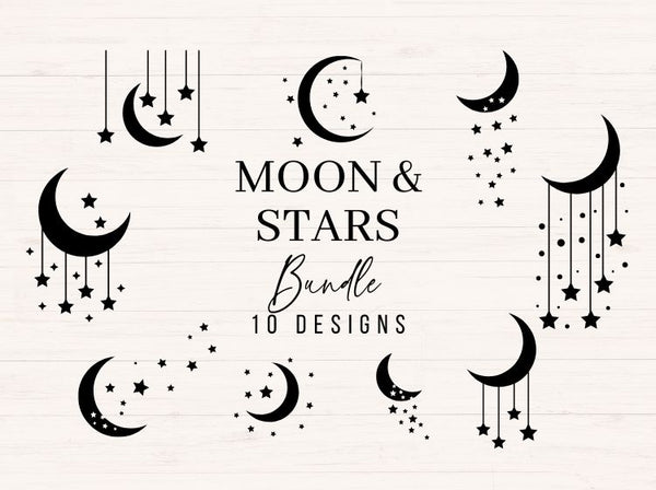 Moon and Stars svg, png, dxf
