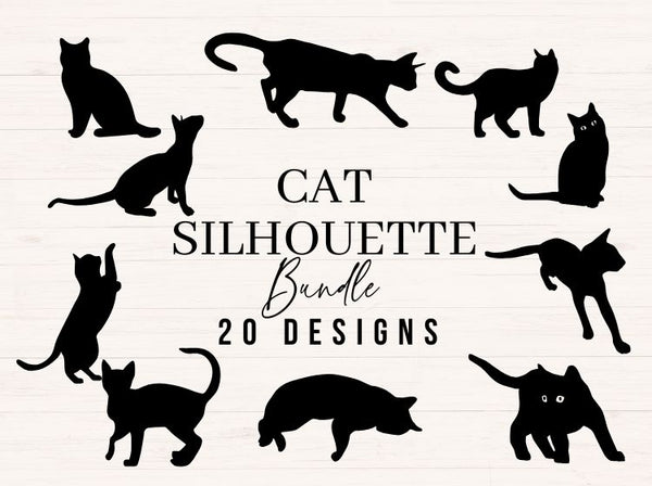 Black Cat Silhouette SVG Bundle – 20 Designs