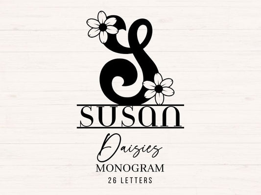 Daisy Monogram - A-Z 26 Letters