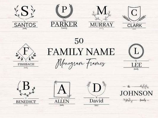 Family Name Monogram Frames svg