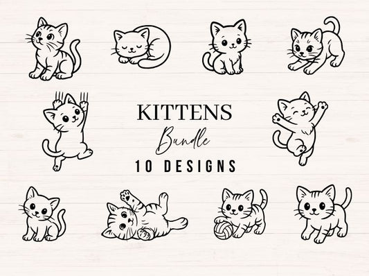 Kittens SVG Bundle | 10 Cute Cat Designs