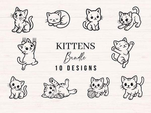 Kittens SVG Bundle | 10 Cute Cat Designs
