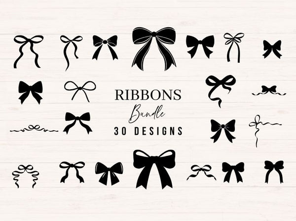 Ribbon SVG Bundle - 30 Hand Drawn Ribbons