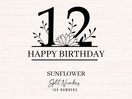 Sunflowers Split Numbers svg, png, dxf, 1-100 numbers