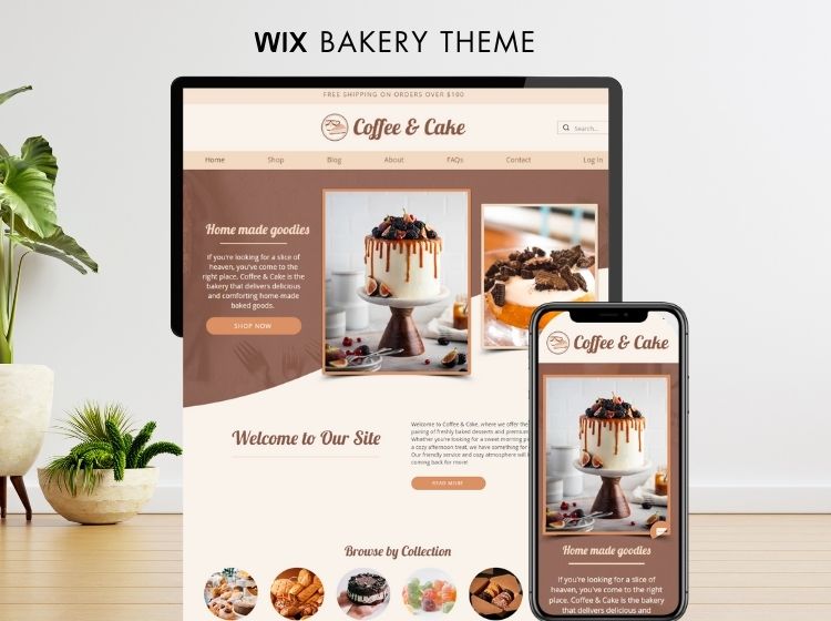 Coffee & Cake Bakery Wix Website Theme