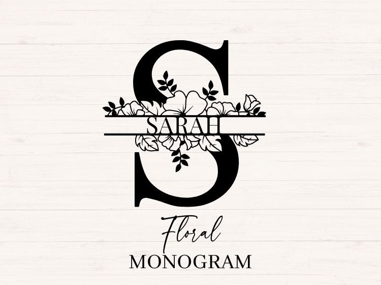 Split Floral Monogram svg - 26 Letters (A-Z)