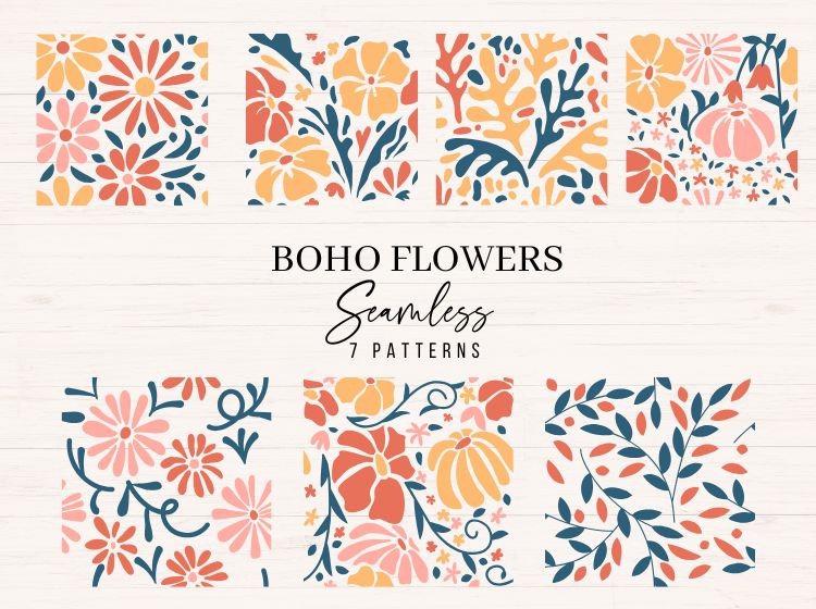 Boho Flower Seamless Pattern