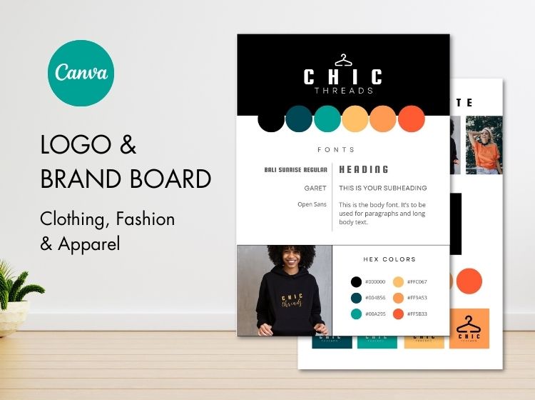 Chic Threads Theme - Logo & Brand Board Canva Templates