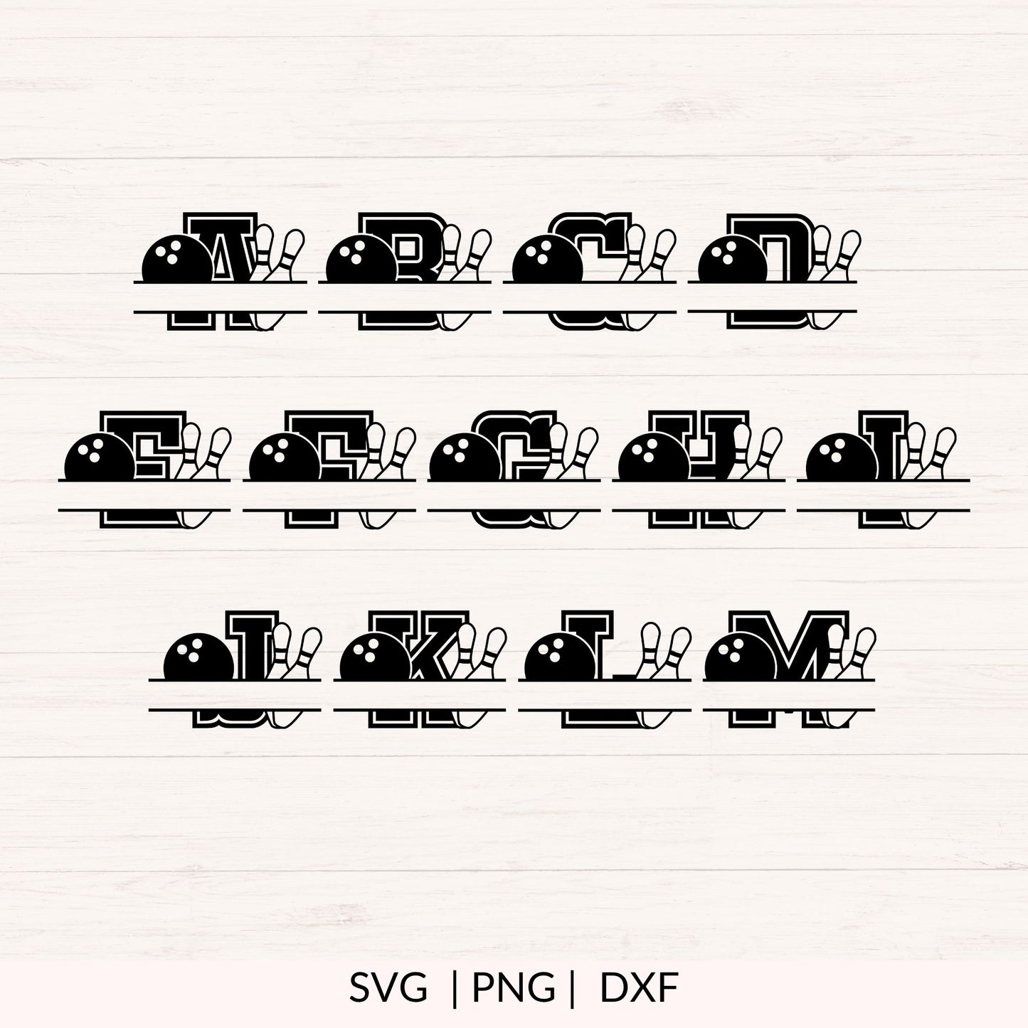 Bowling Split Monogram SVG Bundle