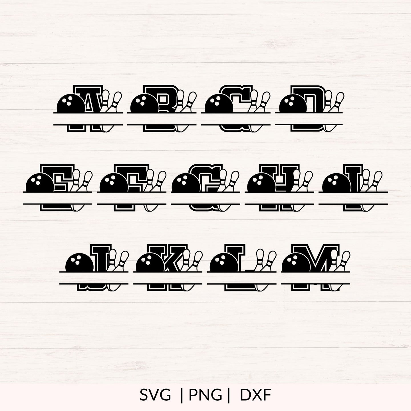 Bowling Split Monogram SVG Bundle