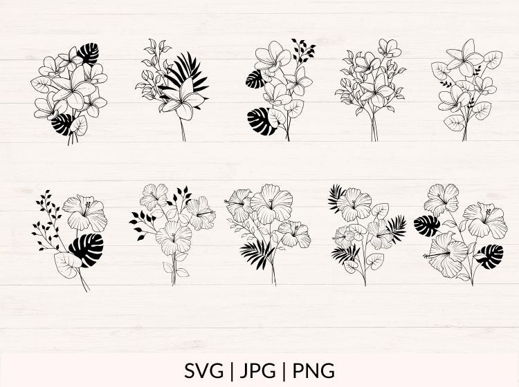 Tropical Flowers svg Bundle