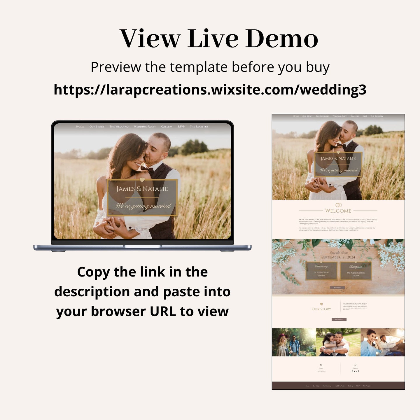 Wedding RSVP Wix Website Theme