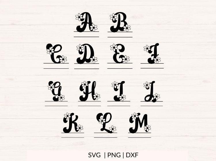 Daisy Monogram - A-Z 26 Letters