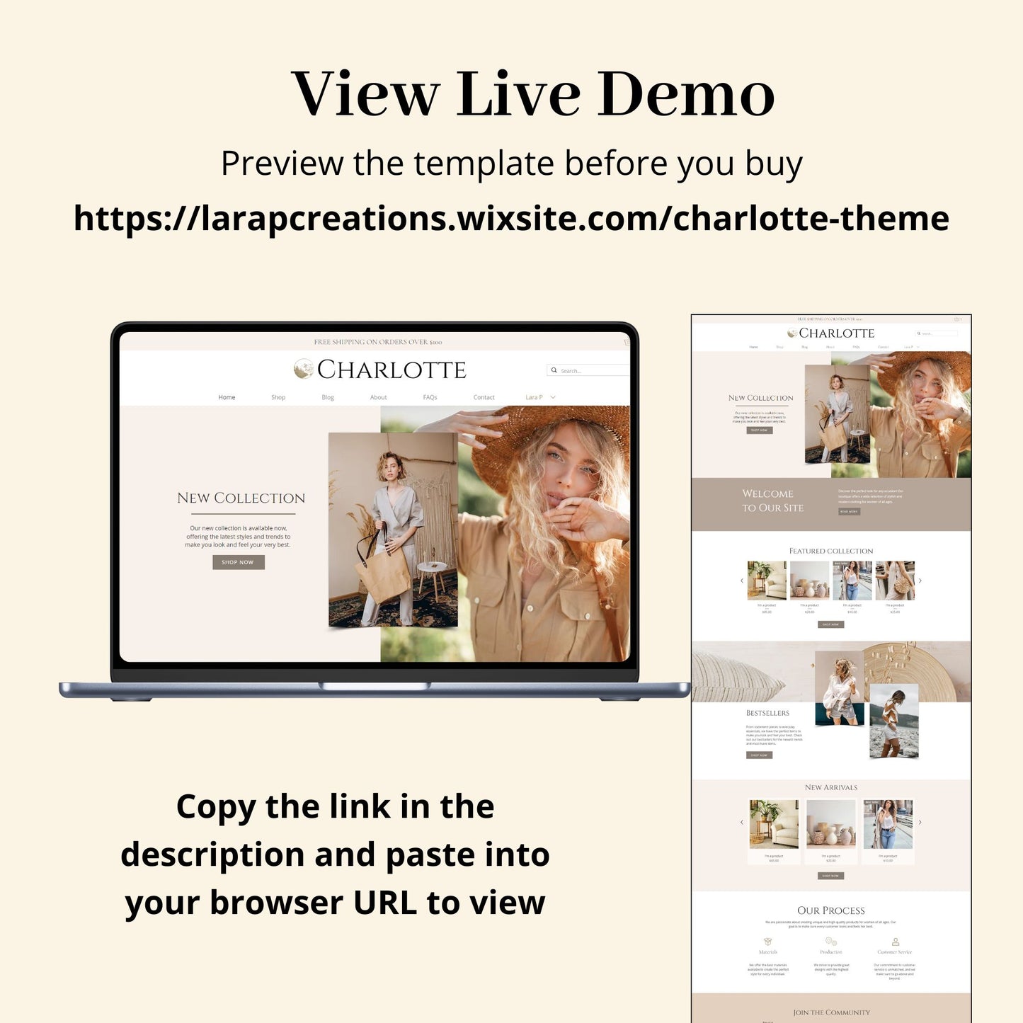 Charlotte Boutique Store Wix Website Theme