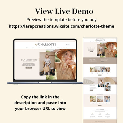 Charlotte Boutique Store Wix Website Theme