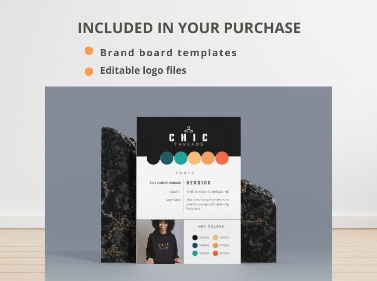 Chic Threads Theme - Logo & Brand Board Canva Templates