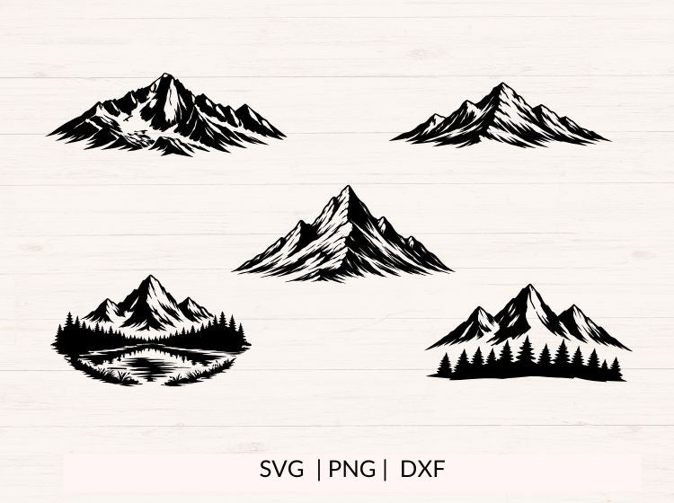 Mountain SVG Bundle – 10 Hand-Drawn Designs for Crafts