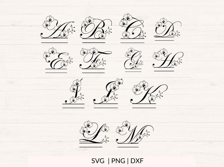 Orchid Split Monogram - 26 Letters (A-Z)