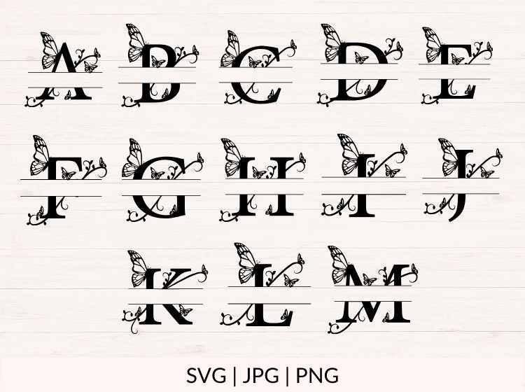 Butterfly Split Monogram - 26 Letters (A-Z)