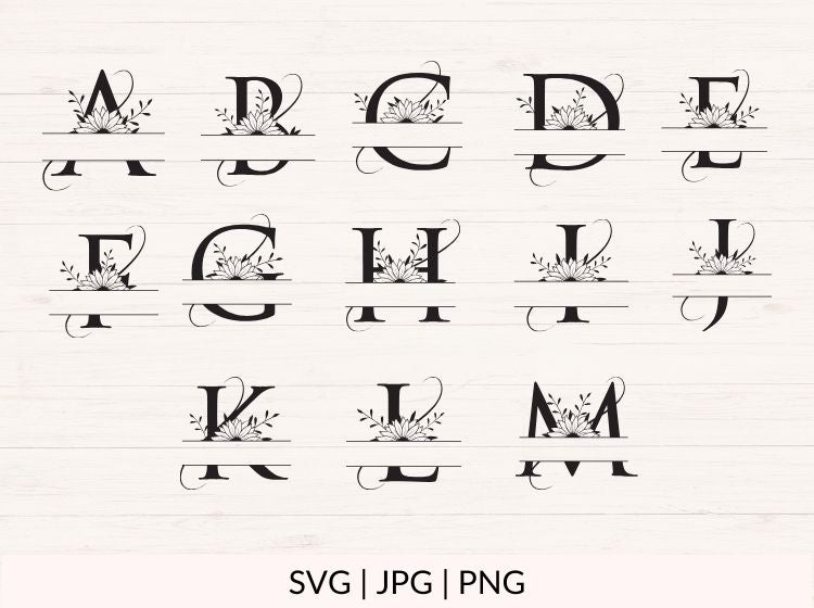 Sunflower Monogram svg - 26 Letters (A-Z)