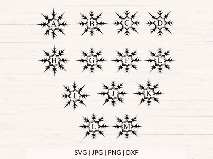 Snowflake Monogram - A-Z 26 Letters